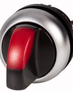 Illuminated selector switch front M22 0-1V red M22-WLKV-R